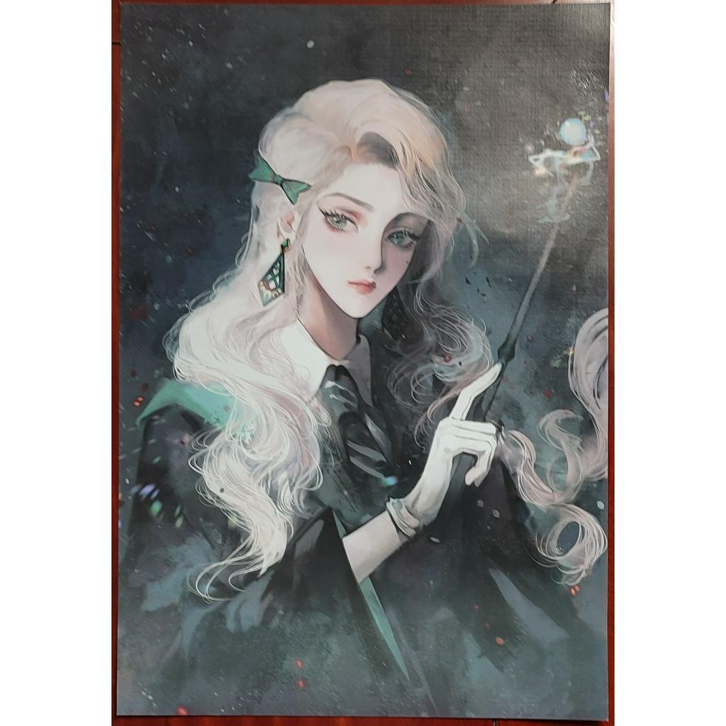 Set 8 tấm Poster Harry Potter, Tranh vẽ nghệ thuật Draco Malfoy, Hermione Granger, Ron Weasley, Luna Lovegood, Ginny Wea
