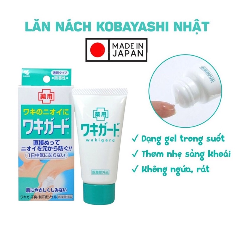 Lăn nách khử mùi gạng gel Kobayashi Waki Guard 50g (nội địa Nhật)