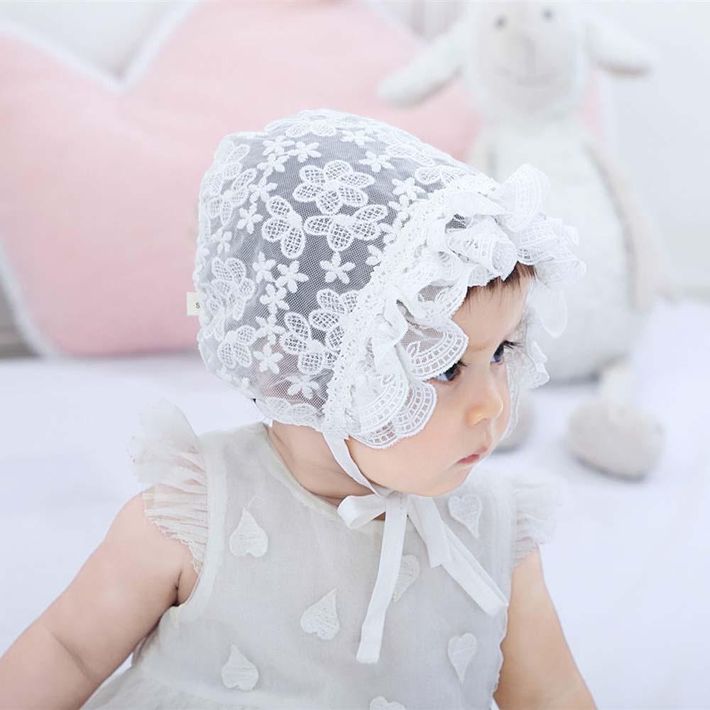 Mũ Cotton Phối Ren Dễ Thương Cho Bé
