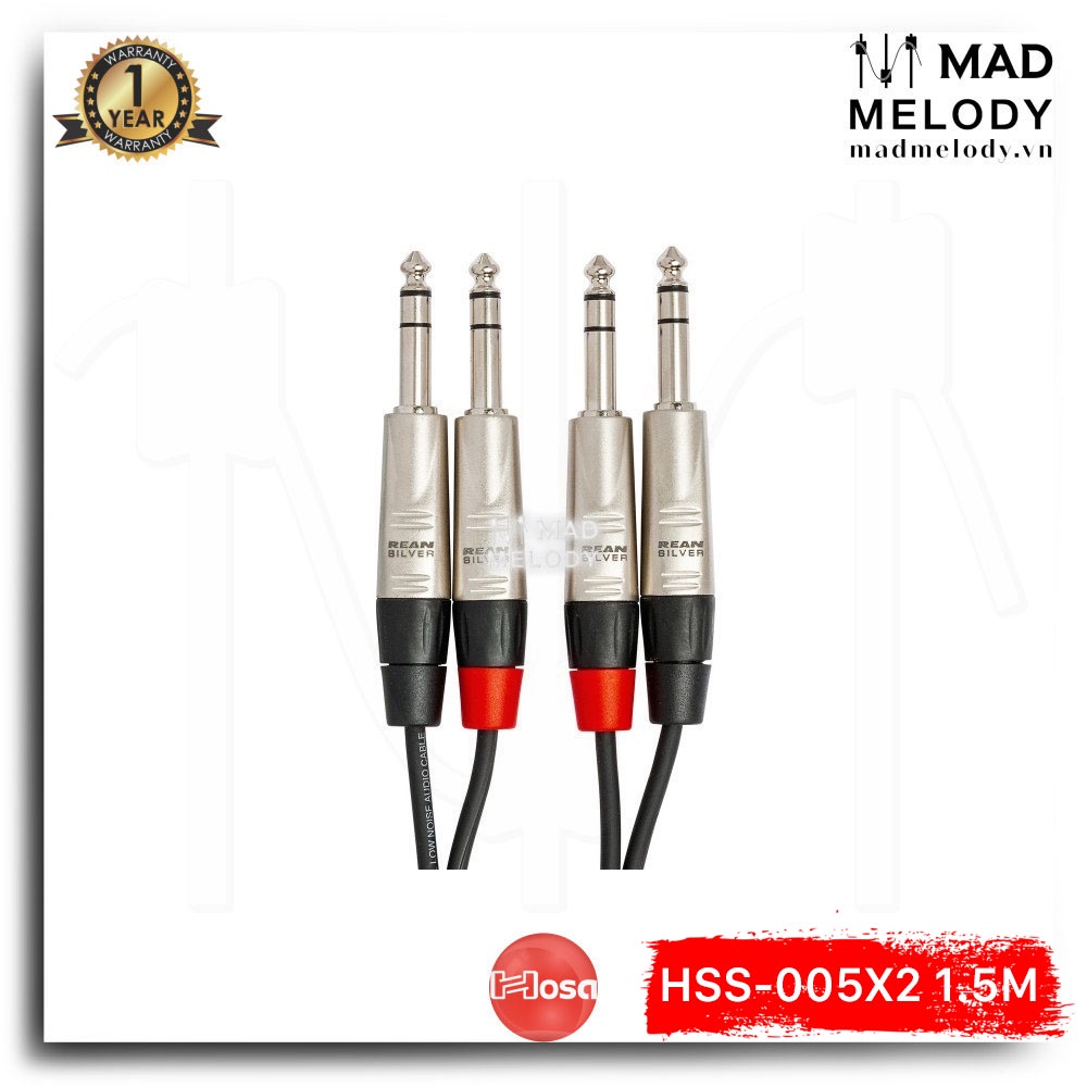 Hosa Pro Stereo Interconnect HSS-010X2  [Dây cáp loa 6.35mm TRS, NEW & chính hãng