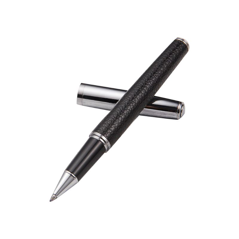 Bút Bi Mực Đen Ngòi 0.5mm Bằng Kim Loại Phối Da Thời Trang Cho Học Sinh/Văn Phòng