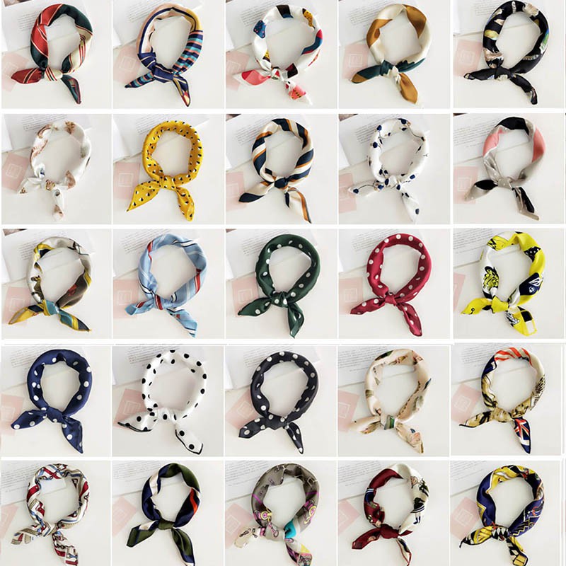 Khăn Lụa Satin Vuông 40 Màu Thanh Lịch Cổ Điển Dành Cho Nữ