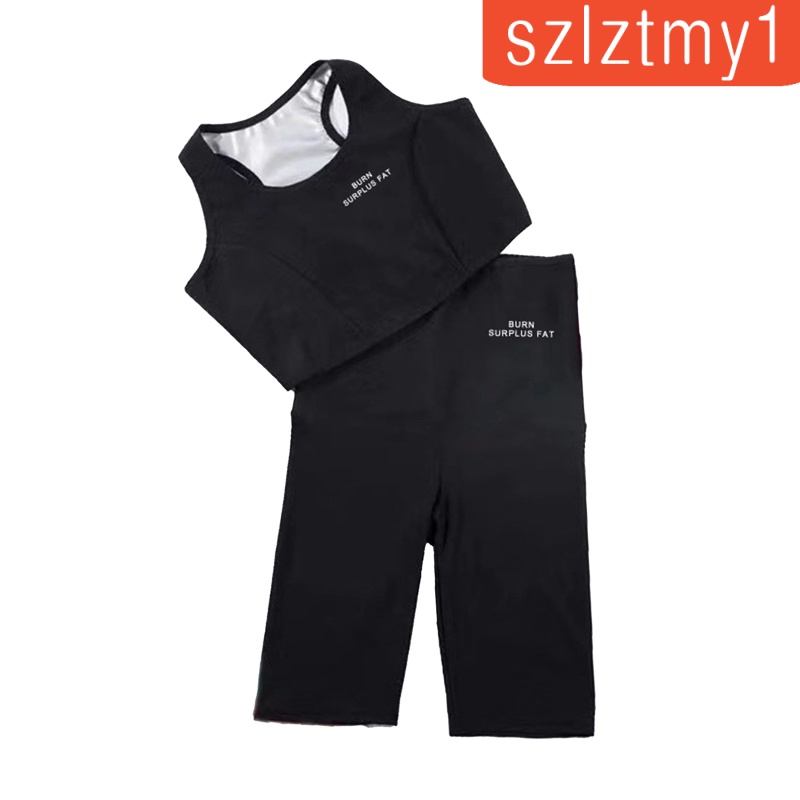 Bộ áo croptop ngắn và quần bó ép mồ hôi giúp giảm cân đốt cháy mỡ thừa dành cho bạn nữ