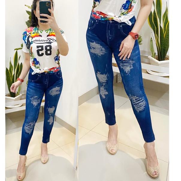 Quần Legging Jean Rách Cá Tính Trẻ Trung Hợp Thời Trang