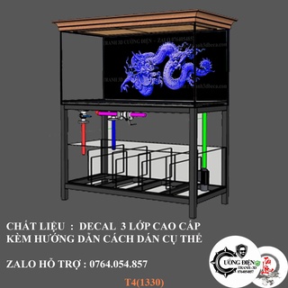 Tranh dán hồ cá 3d , hồ cá rồng , la hán , cá dĩa …