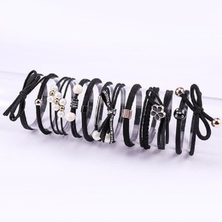 Bộ 12 thun cột tóc Hàn Quốc dễ thương (Đen)