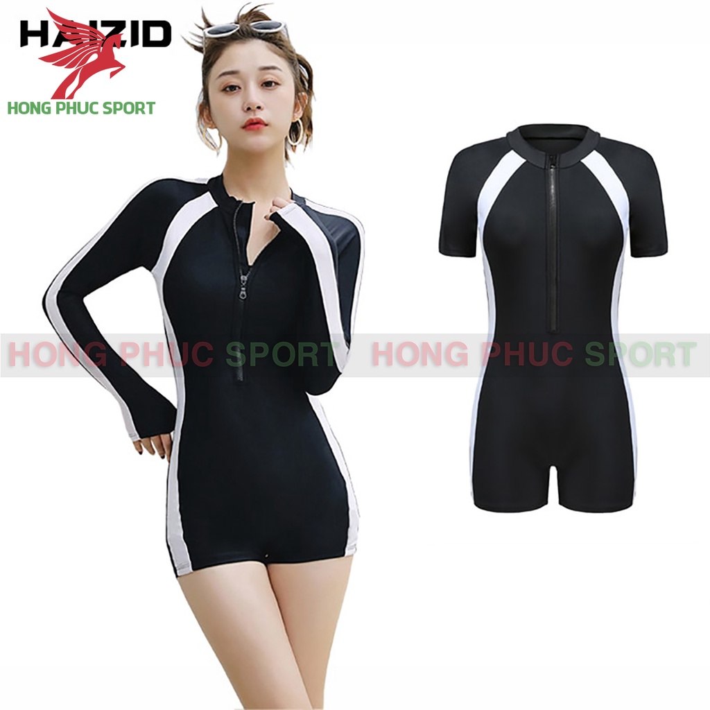 Đồ bơi nữ, áo tắm dài tay liền thân một mảnh có khóa kéo hàng cao cấp