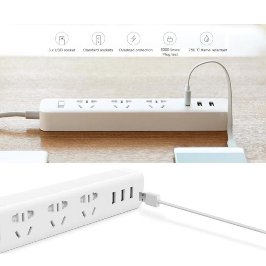 Ổ cắm Xiaomi Power Strip có 3 cổng USB