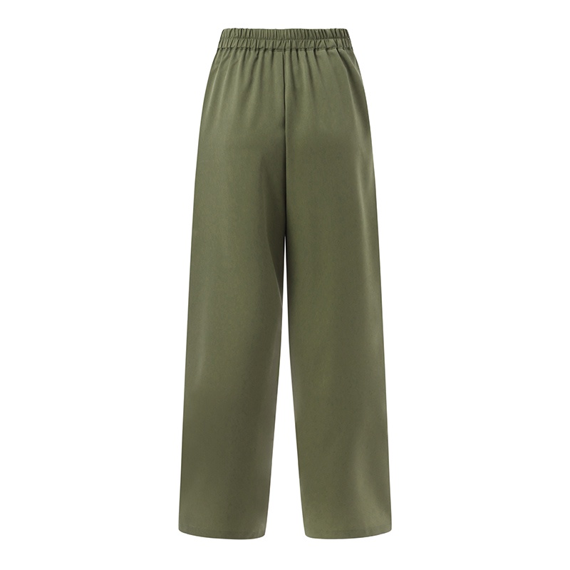 Quần dài ZANZEA lưng thun có túi màu trơn phong cách retro thời trang cho nữ