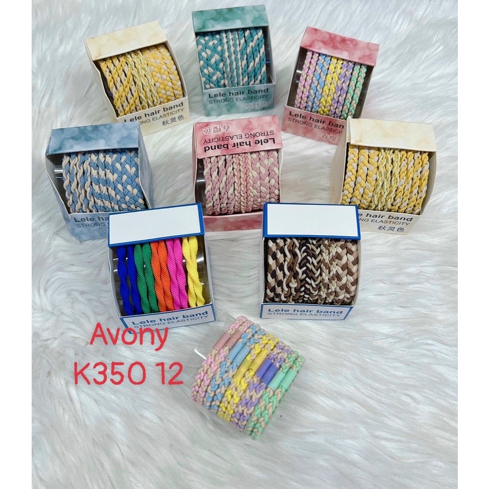 1 set 10 sợi dây thun buộc tóc - cột tóc dạng tết bím sắc màu