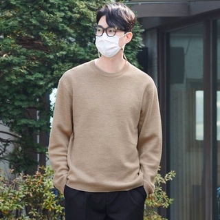 Áo len nam cổ tròn, chất len lông cừu dày dặn, form rộng - 603