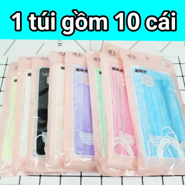 Khẩu trang y tế cotton mỏng, nhiều màu lựa chọn , 1 túi gồm 10 cái