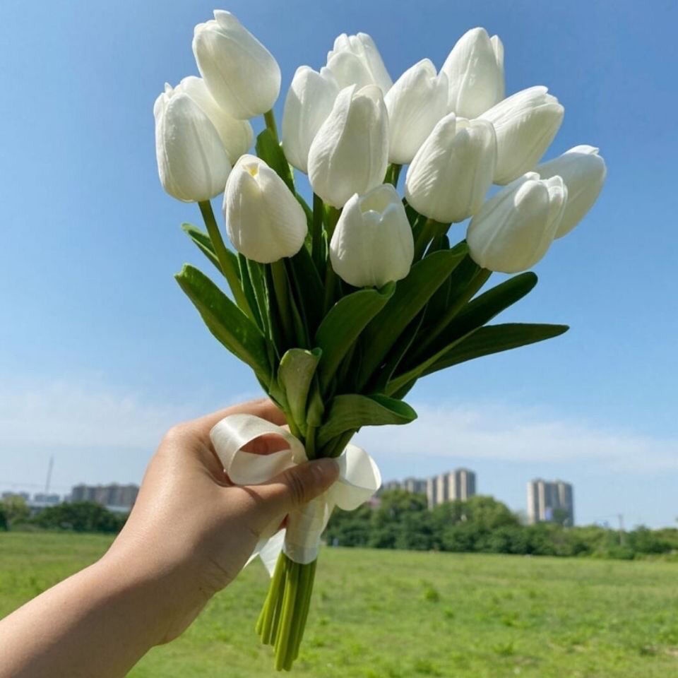 Bó Hoa Tulip Nhân Tạo Phong Cách Hàn Quốc Dùng Làm Phụ Kiện Chụp Ảnh Cưới/Trang Trí Nhà Cửa