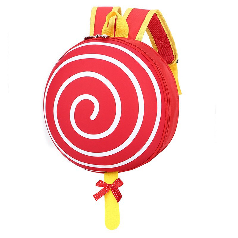 Balo mẫu giáo cho bé trai bé gái hình kẹo mút lốc xoáy siêu ngộ nghĩnh E285