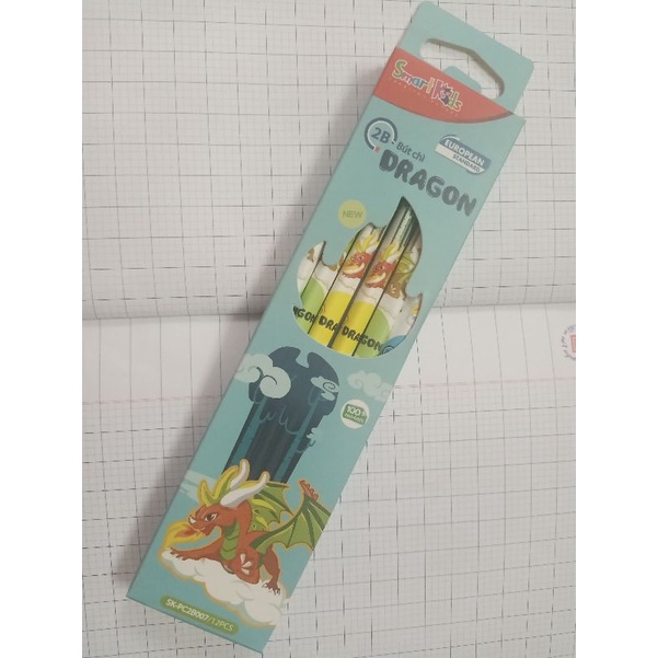 Hộp bút chì 2B 12 cây  tam giác Unicorn/Dragon