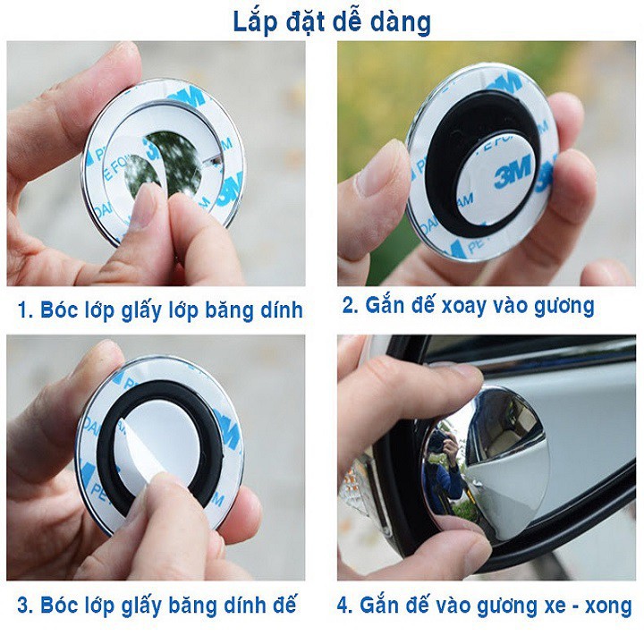 Bộ 2 gương cầu lồi chiếu hậu xóa điểm mù xe hơi