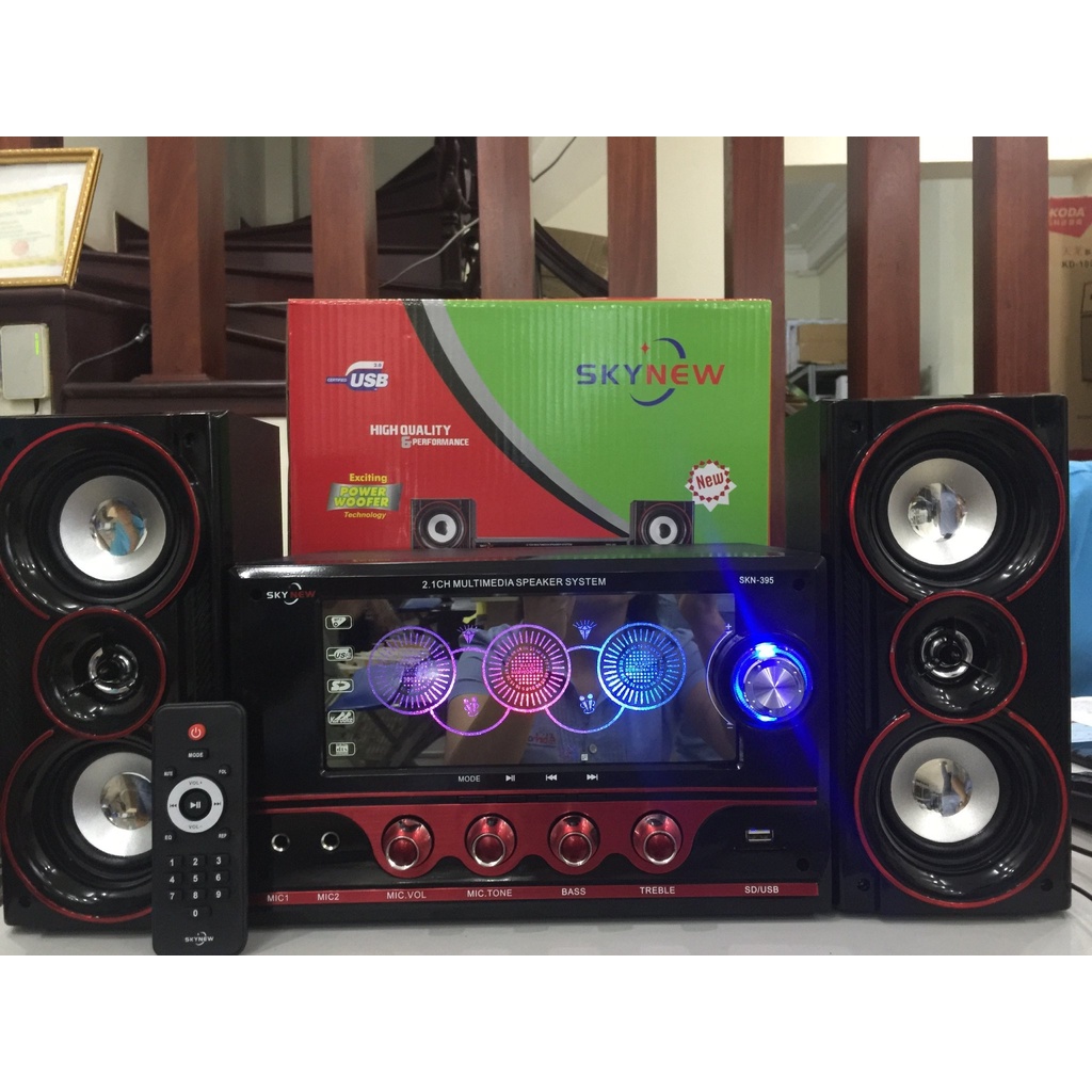 Loa vi tính Isky 395, dàn loa 2.1 bluetooth có cổng cắm USB, Micro hát karaoke, hàng chính hàng