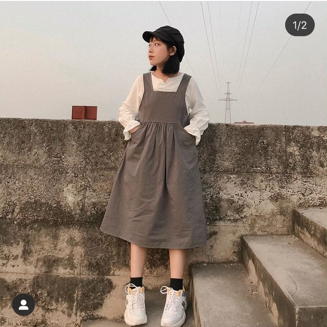 Yếm váy vintage Nhật Bản (Kèm áo)