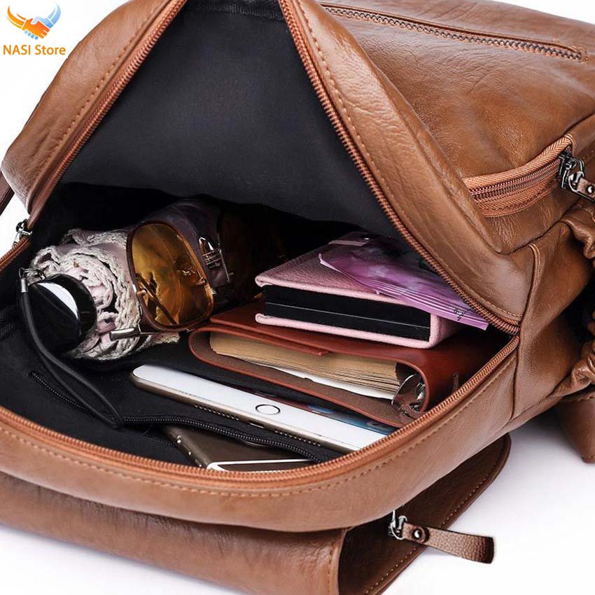 Balo nữ thời trang NASI B1023 tặng kèm móc khóa hình gấu - balo da chất đẹp mềm cao cấp phong cách Hàn Quốc