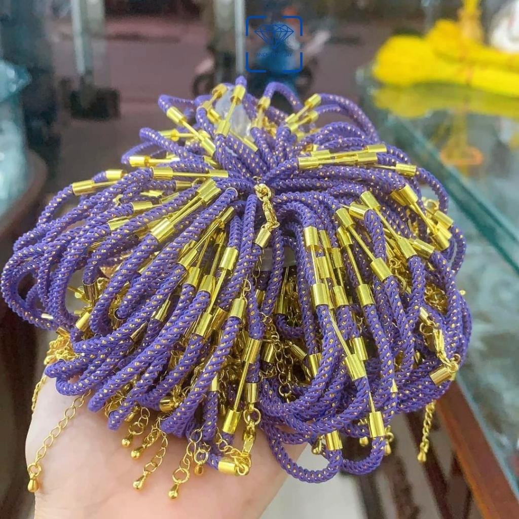 Vòng tay dây dù kim tuyến xỏ charm, đeo lu thống phong thuỷ, đồng điếu, cỏ 4 lá. Anchi jewelry