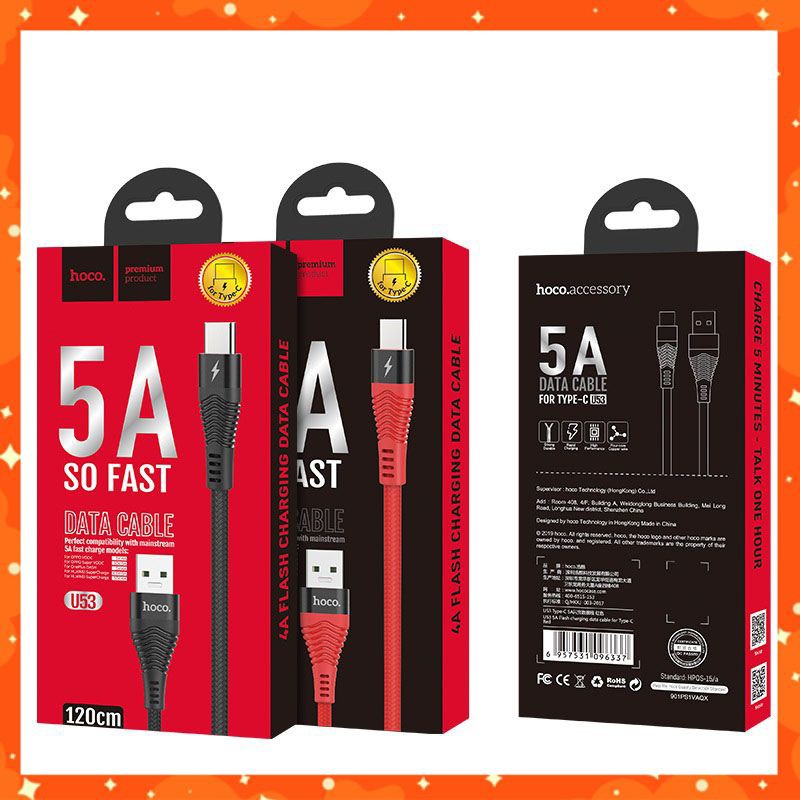 Cáp Sạc nhanh Hoco U53 Type C-CÁP SẠC SIÊU NHANH 5A