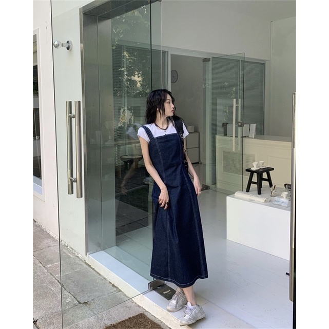 Váy yếm hai dây jeans buộc dây