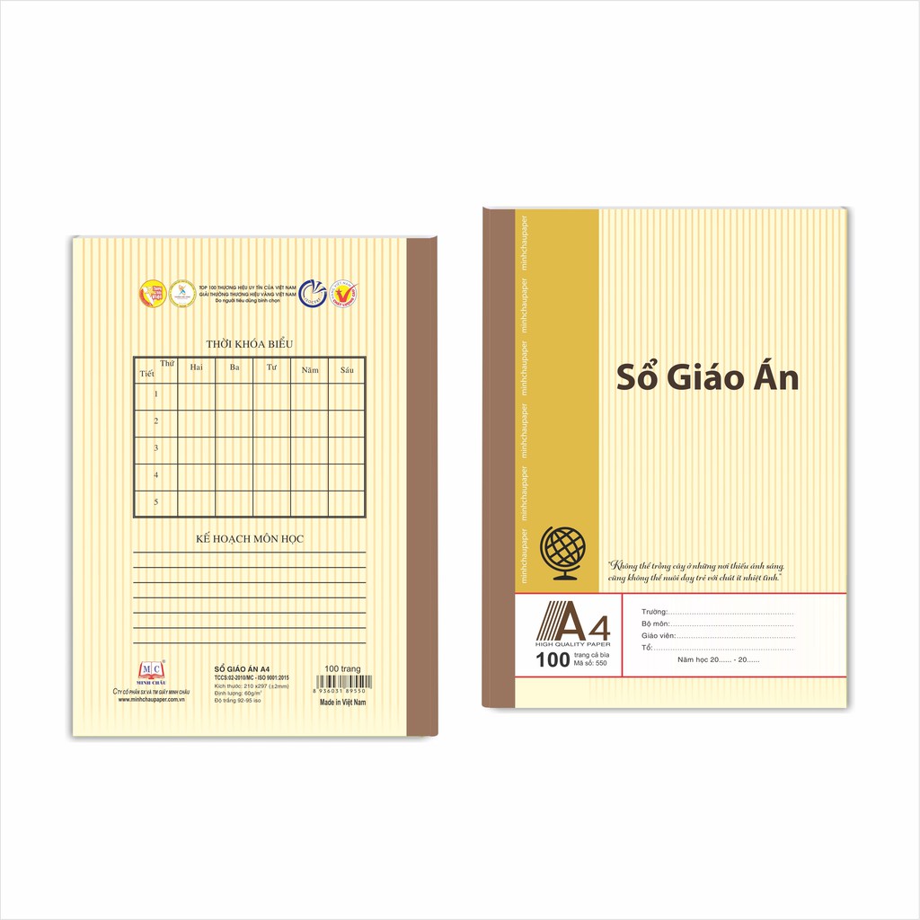 SỔ GIÁO ÁN A4 (21CM X 29.7CM, NHIỀU MÀU, 100TRANG, GIẤY, VIỆT NAM) MS;550