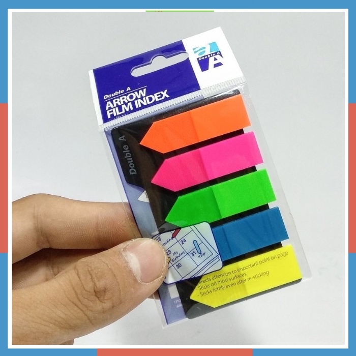 Giấy phân trang 5 màu nhựa Double A nhọn đầu hình mũi tên Film nhựa