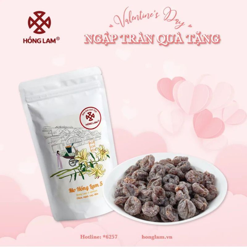 Ô mai Mơ Hồng Lam 5 - ô mai Hồng Lam 11 hàng đường - Hộp/gói 200g/300g/500g