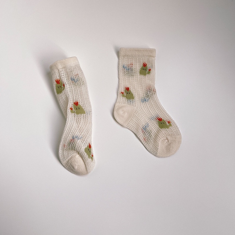 Vớ cotton Phối Lưới Thoáng Khí Dễ Thương Phong Cách Hàn Quốc Cho Bé