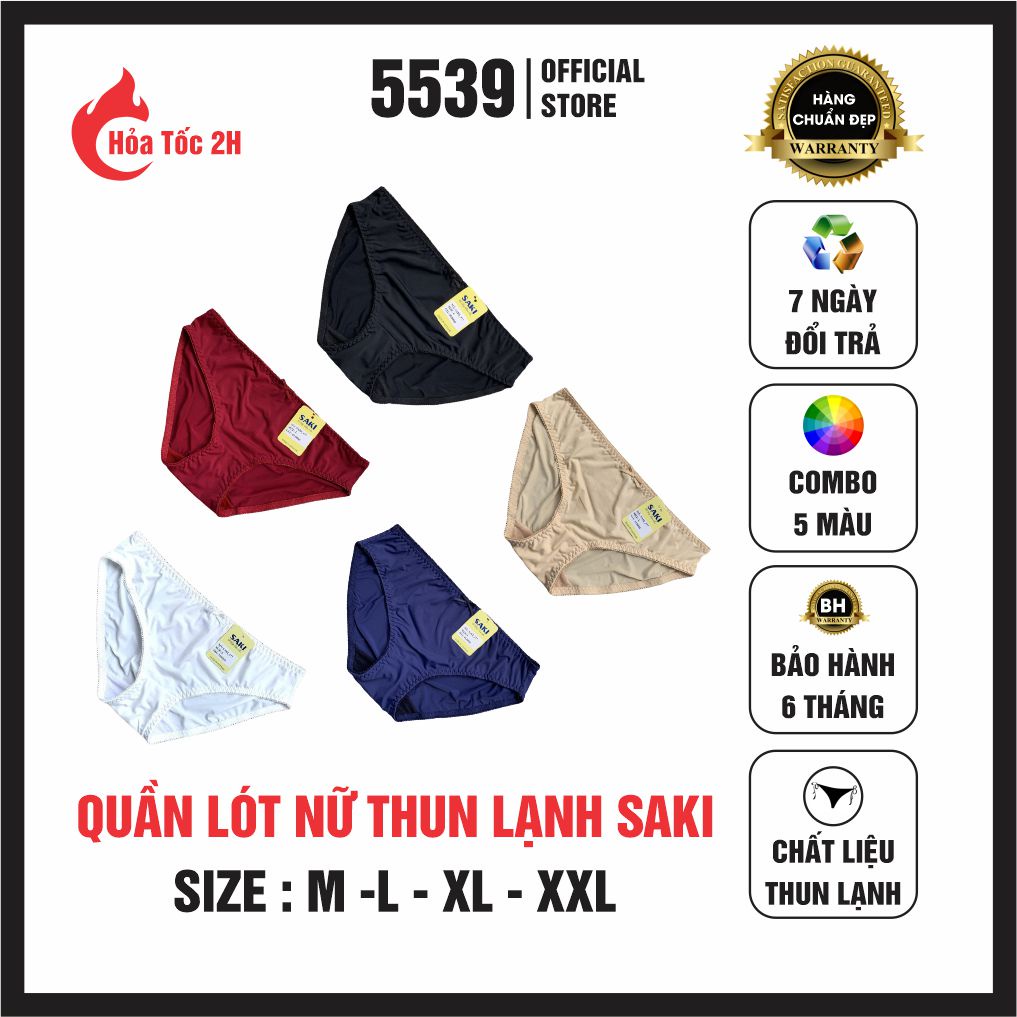 Quần lót nữ thun lạnh trơn bóng Saki block 5 cái có bigsize bền đẹp mặc thoải mái hàng cao cấp - Shop 5539