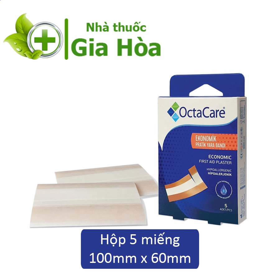 Băng dán sơ cứu / Băng cá nhân bản lớn Octacare không thấm nước, không kích ứng - Hộp 5 miếng (Nhập khẩu Thổ Nhĩ Kỳ)