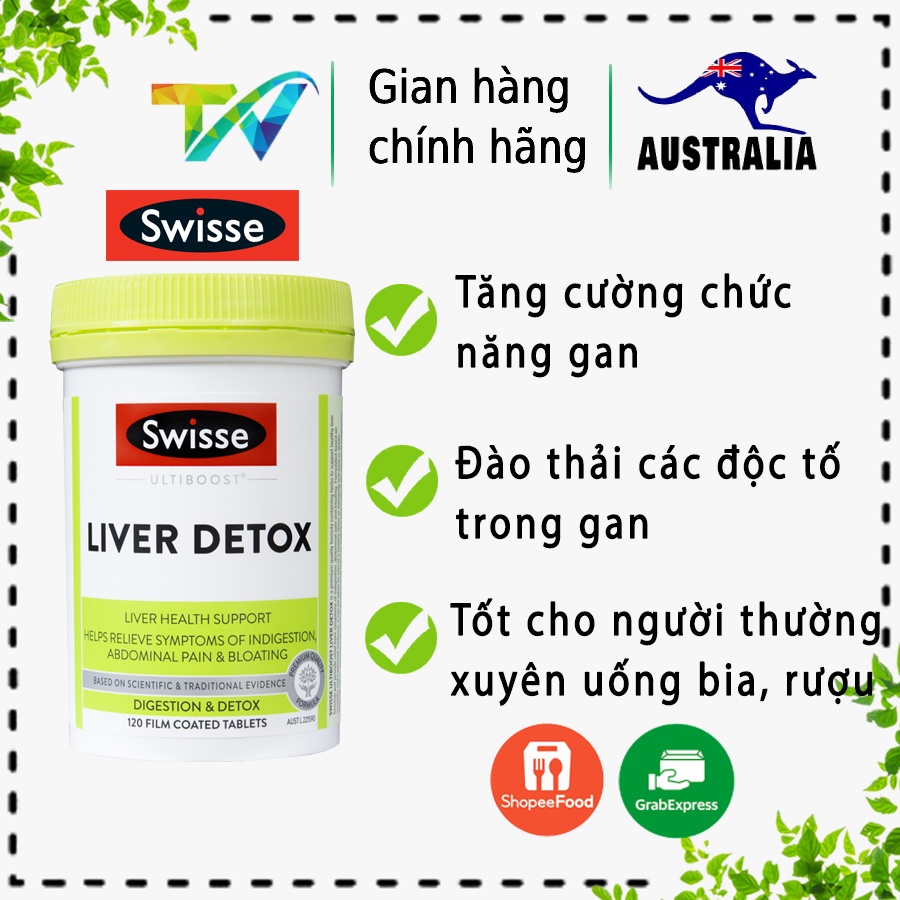 Viên Uống Thải Độc Gan Swisse Liver Detox Úc Chính Hãng - Liver Detox Giải Độc Gan Của Úc ❤️ Phục Hồ
