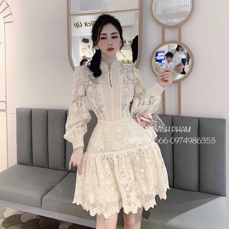 G11-đầm ren Nude xoè