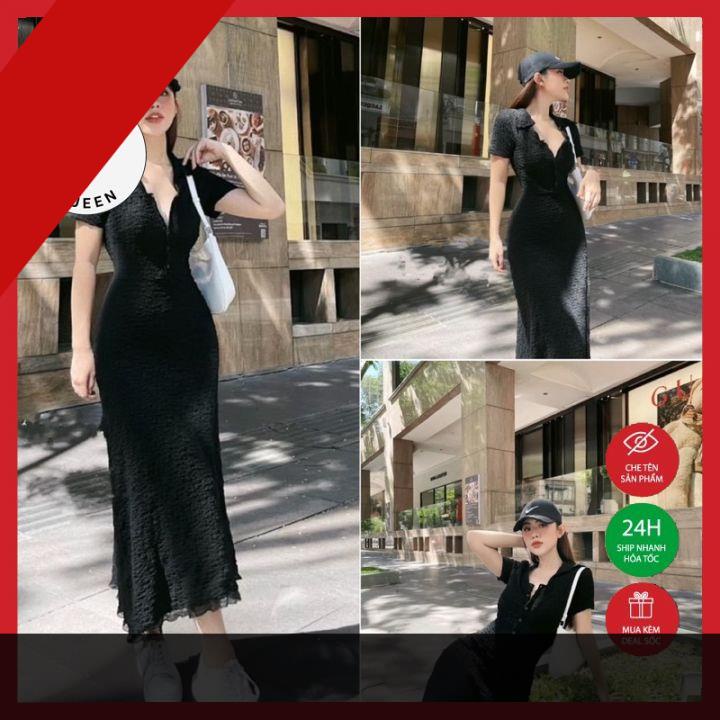 Váy Body, Đầm Ôm Body Xòe Đuôi Cá Cúc Ngực Dáng Dài Vải Mềm Siêu Tôn Dáng --Charming Queen