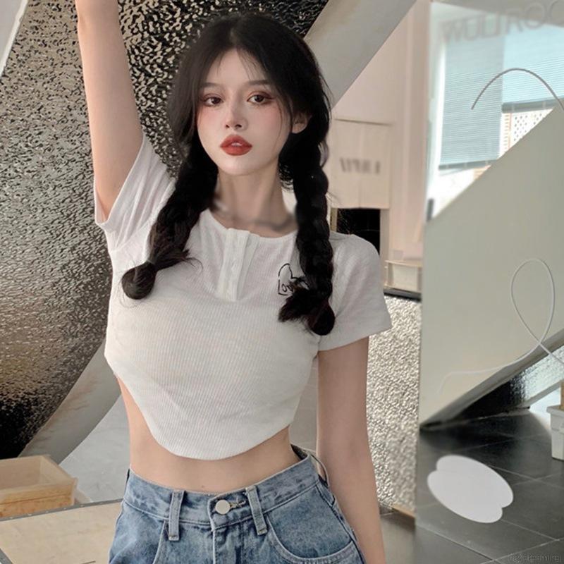 Áo Thun Nữ Ngắn Tay Cổ Tròn Sọc Vằn Thời Trang