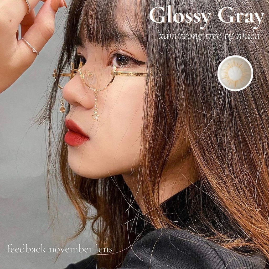 Kính áp tròng Glossy Moon Gray màu xám trong trẻo nhẹ nhàng