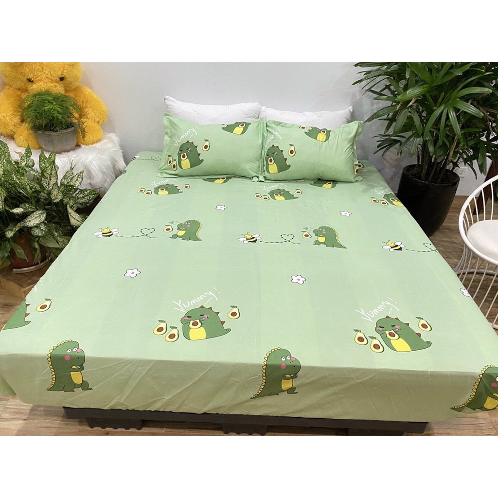 (Siêu rẻ) Ga bọc nệm, drap bo chun kích thước m6/m8 mẫu Bơ Xanh siêu đẹp chất Poly cotton - Ga kèm 2 áo gối