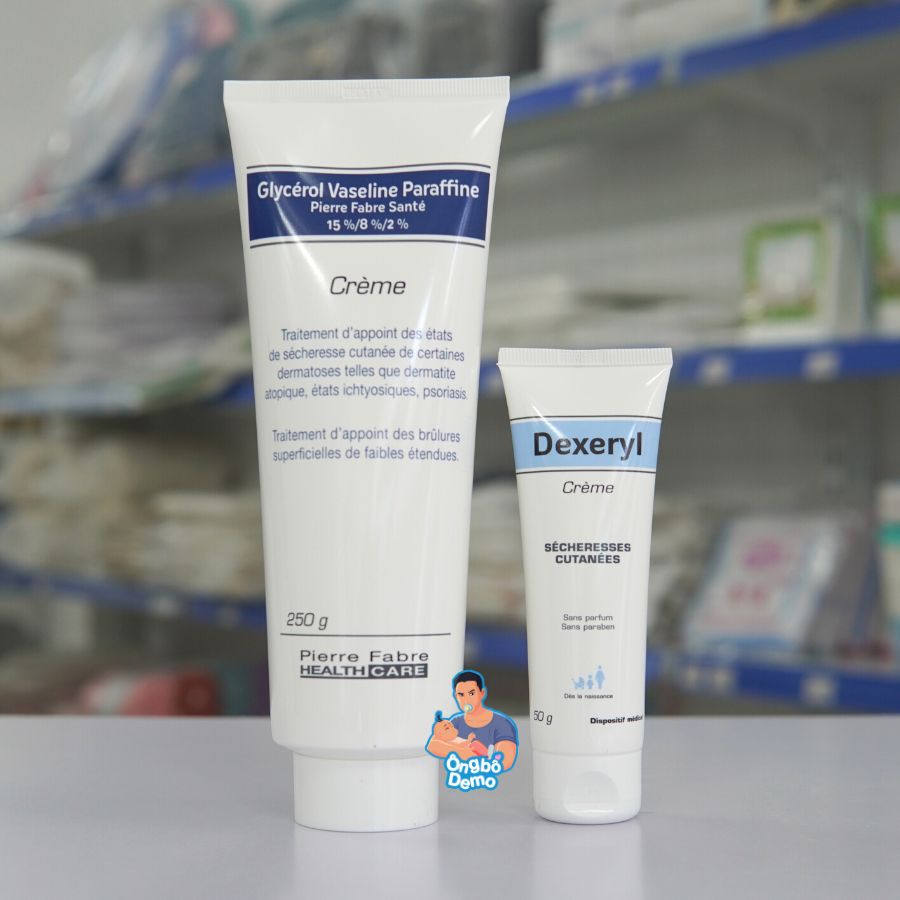 Kem nẻ dưỡng ẩm Dexeryl Creme 50g và Glyxeron 250g, dưỡng da cho bé tránh nứt nẻ, chàm sữa - Ongbodemo