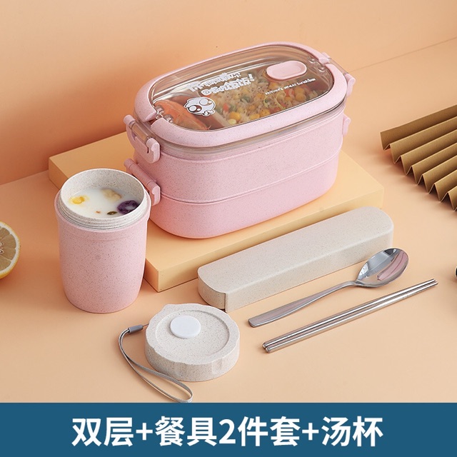 Hộp Cơm Chia Ngăn Cách Nhiệt 2 Tầng Inox cao cấp