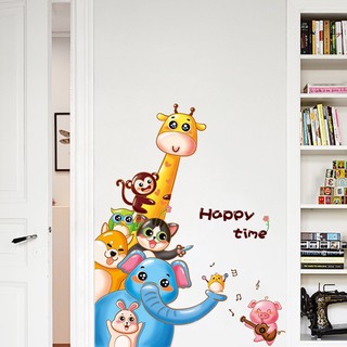 Decal tranh dán tường hươu voi dán cửa