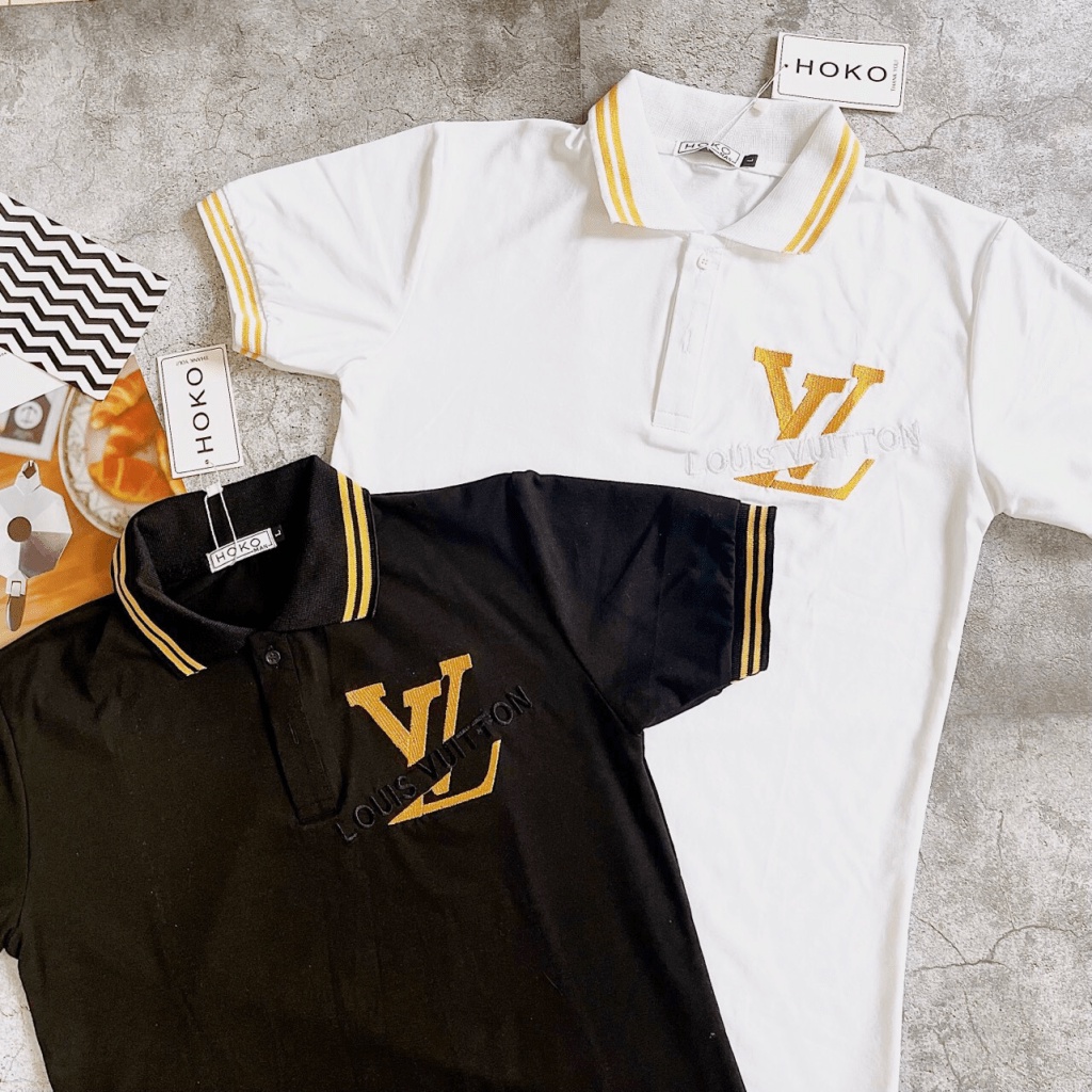 [FREE SHIP] ÁO THUN CỔ BẺ LVN HAI MÀU TRẮNG ĐEN DỄ PHỐI ĐỒ LỊCH LÃM SANG TRỌNG VLTN SHOP