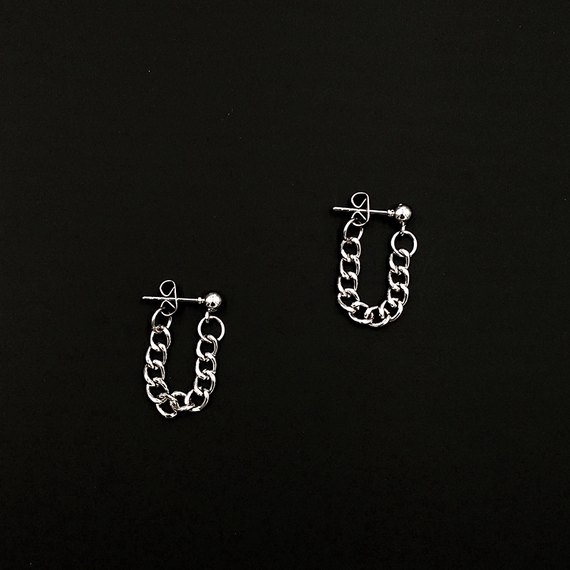 Hoa tai kim loại phối mắt xích phong cách cá tính | BigBuy360 - bigbuy360.vn