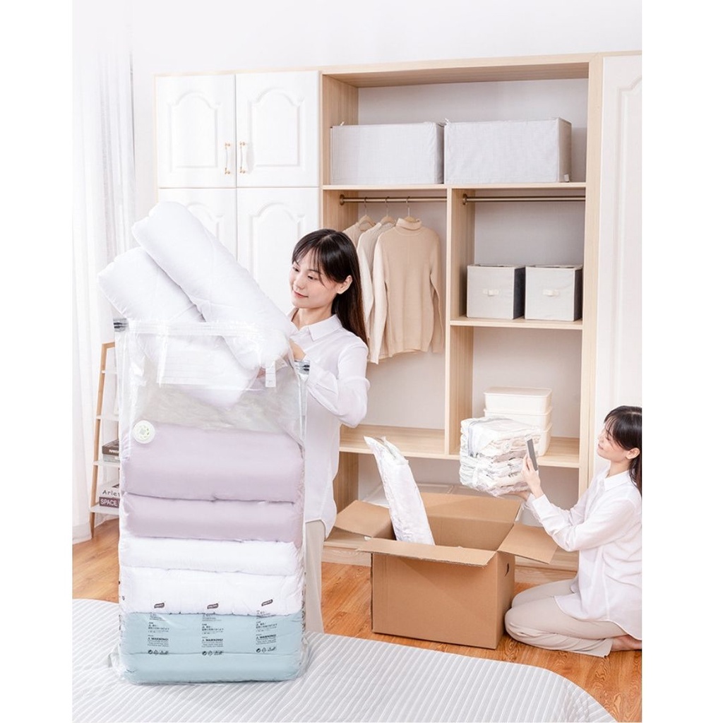 Túi Đựng Quần Áo Hút Chân Không Bằng Tay,Túi Zip Hút Chân Không Đựng Quần Áo Chăn Mền Gối Thông Minh