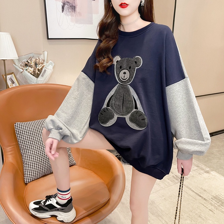 Áo Sweater Thêu Gấu Tay Phối Cao Cấp,Hoodie Thêu Hình Phong Cách