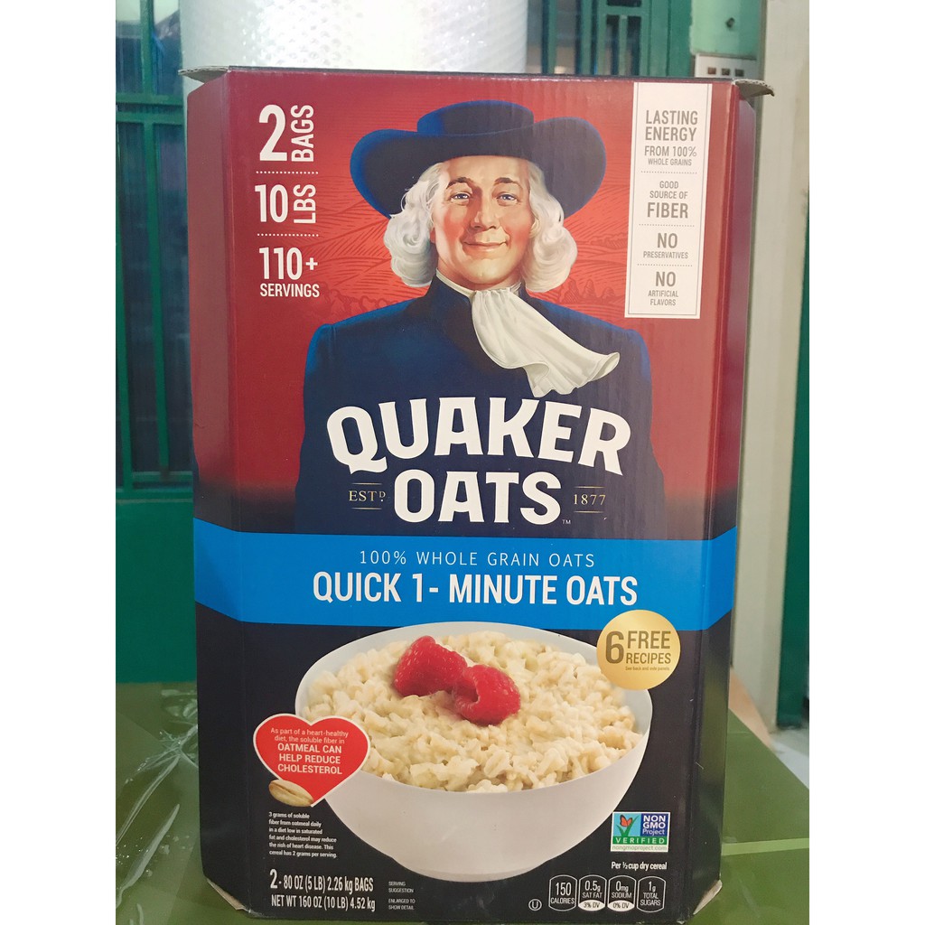 (Auth) Thùng nguyên Seal yến mạch QUAKER OATS Quick 1 minute 4.53kg (Date 5/2022) NHẬP KHẨU USA