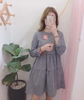 Váy kẻ  babydoll