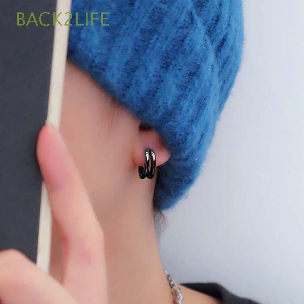 Bông tai hình học nhiều lớp phong cách punk đơn giản cho nam 2LIFE