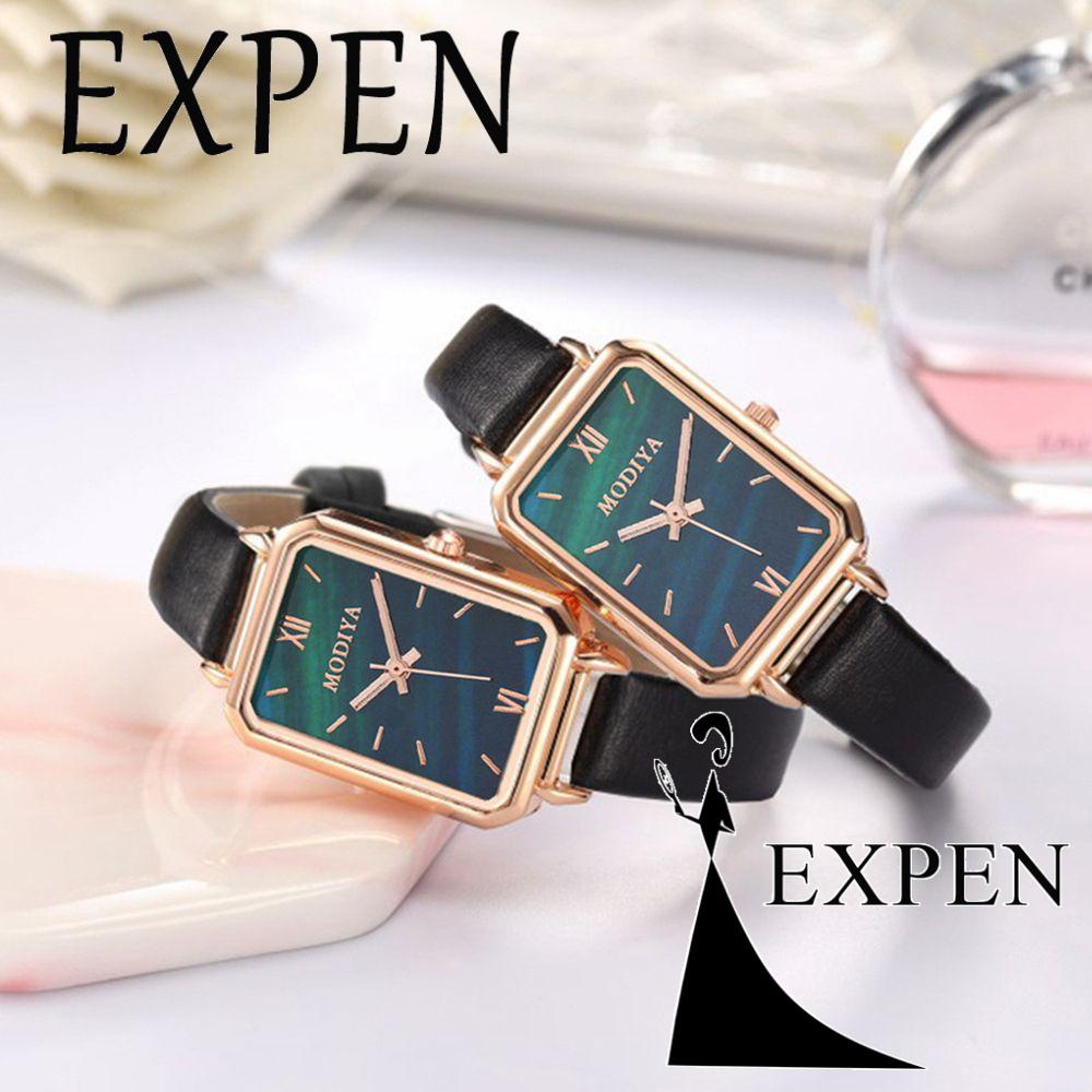 Đồng Hồ Đeo Tay Mặt Vuông Nhỏ Phong Cách Vintage Dành Cho Nữ|Đồng Hồ Nữ Dây Da Xanh Thời Trang