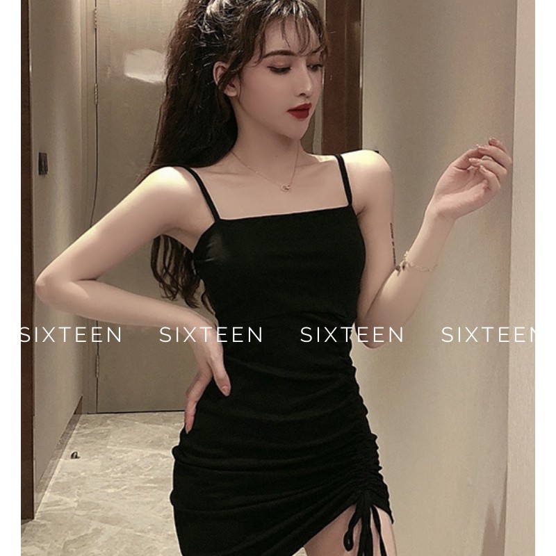 Váy Nữ Ôm Body Hai Dây, Đầm Nữ Rút Eo Quyến Rũ, Sexy SIXTEEN.